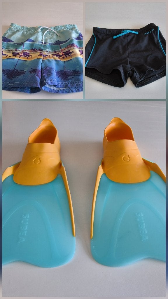 Maillots enfants T. 8 & 10 ans / Palmes SUBEA Pt. 32/33, Enlèvement ou Envoi, Utilisé, Garçon, Maillot de bain