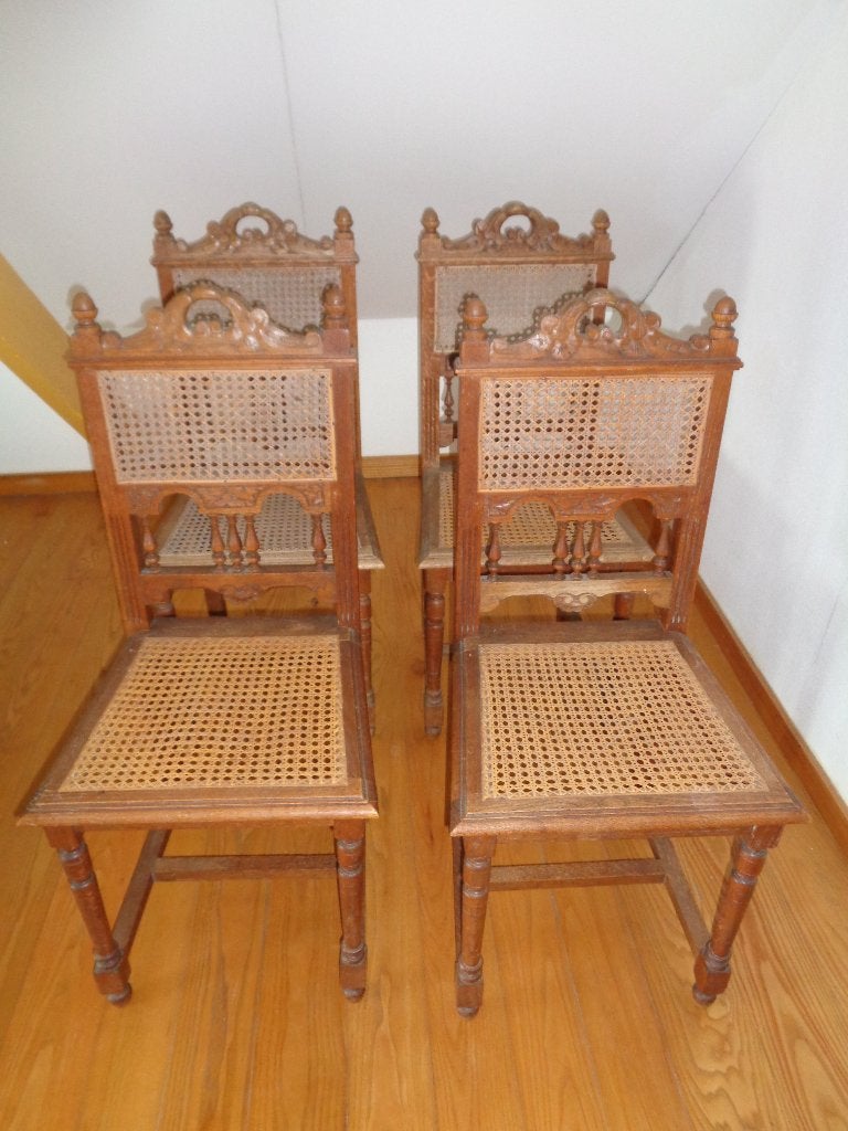 antieke eikenhouten stoelen met rieten zitting, Antiek en Kunst, Ophalen