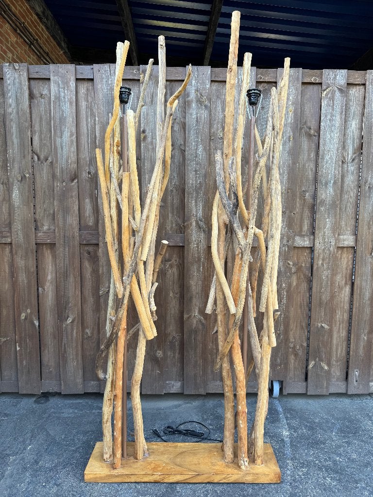 Vloerlamp, Ophalen, Gebruikt, Hout, 150 tot 200 cm