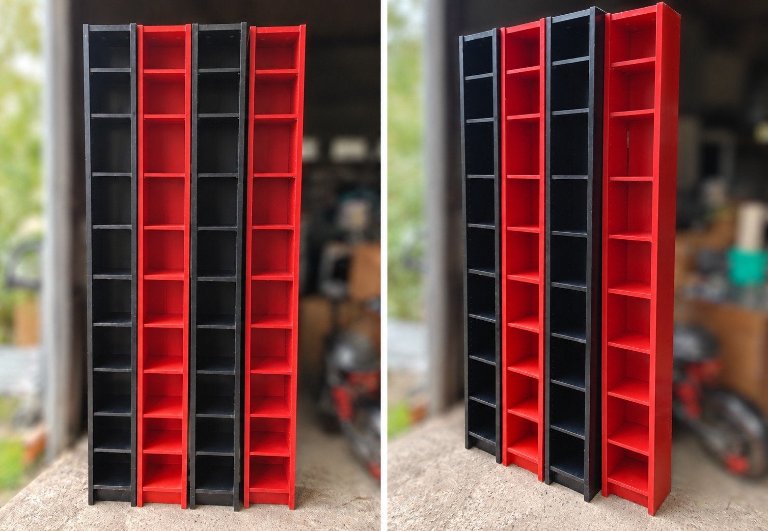 4x IKEA BENNO CD/DVD/boekenrek – rood & zwart, Ophalen, Gebruikt, Minder dan 150 cm, 200 cm of meer