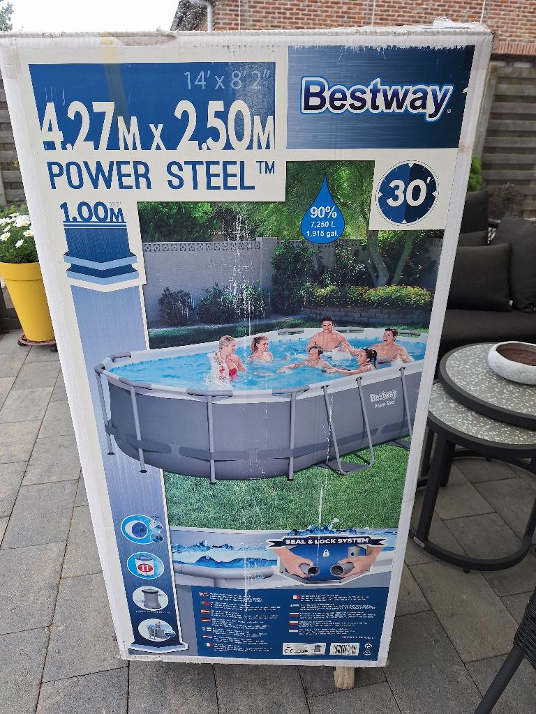 Bestway zwembad 4,27/2,5/1,0 + zware pomp + extra's, Tuin en Terras, Ophalen, Gebruikt, 200 tot 300 cm, 80 tot 120 cm