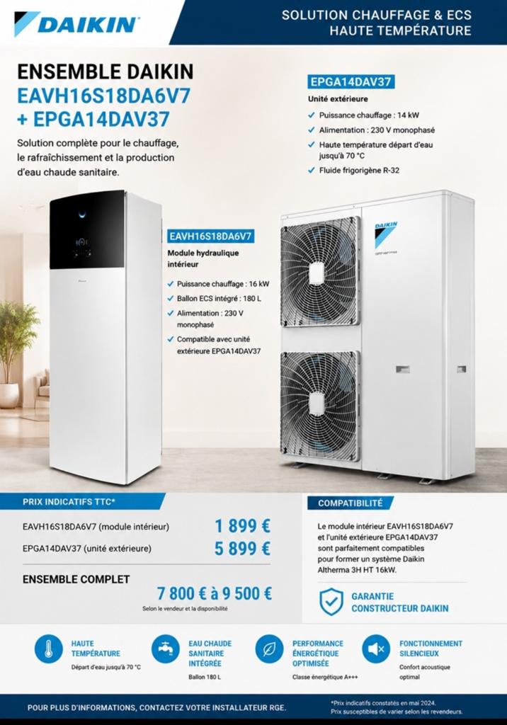 Pompe à chaleur daikin altherma 14kw neuve, Bricolage & Construction, Chauffe-eau & Boilers, Enlèvement