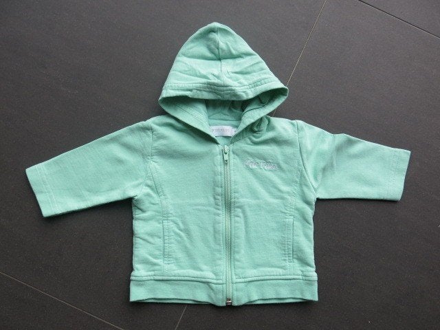 Groen vestje met kap van P'tit filou (maat 68), Gebruikt, P'tit Filou, Ophalen of Verzenden, Truitje of Vestje