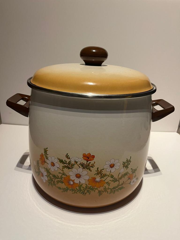 Vintage emaille soeppot, Huis en Inrichting, Keuken | Potten en Pannen, Ophalen of Verzenden, Zo goed als nieuw