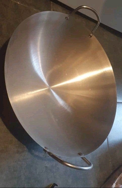 Grand Wok inox Neuf 38cm, Enlèvement, Neuf, Inox, Wok