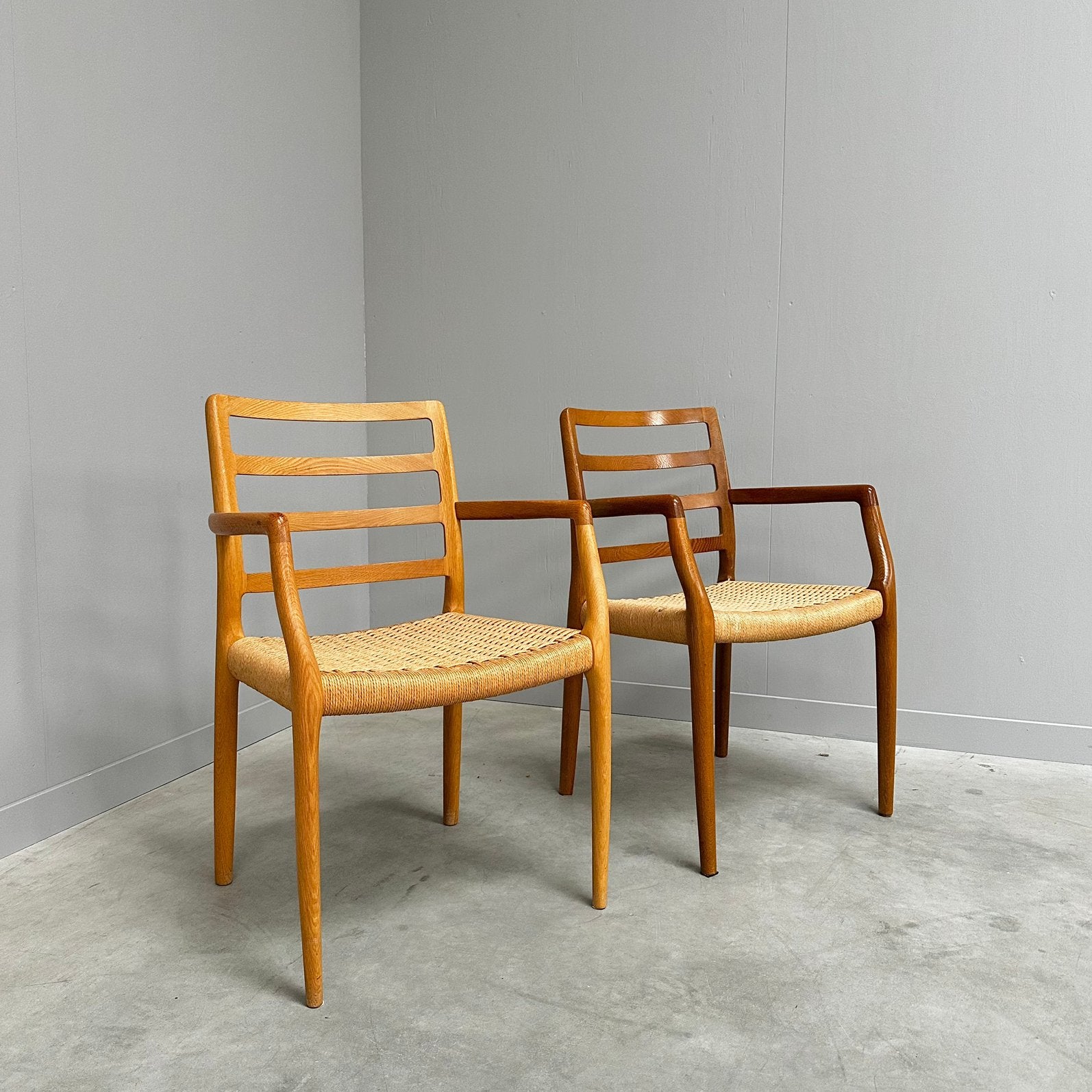 Deens design stoelen Møller papercord vintage midcentury 60s, Maison & Meubles, Chaises, Bois, Mid century modern danish design jaren 60
