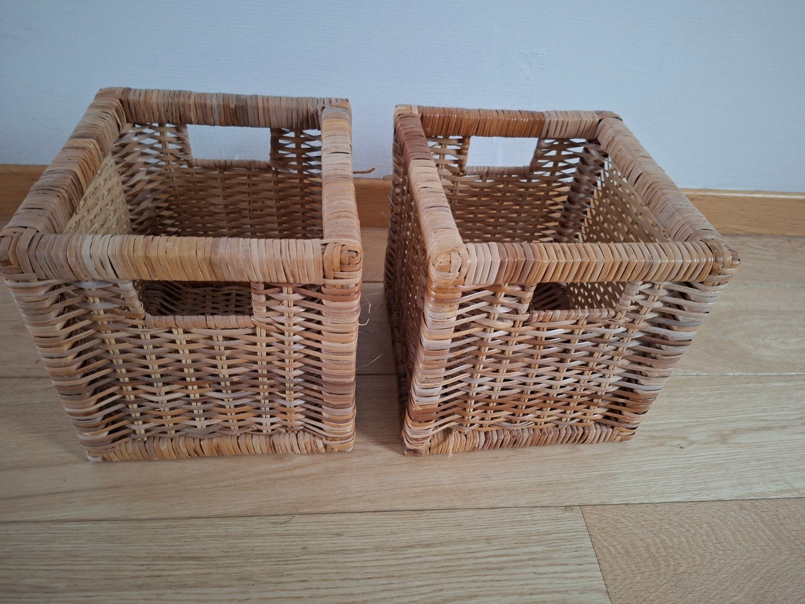Lot de 2 petits paniers 24 x 23 x 23, Osier, Carré, Enlèvement, Panier