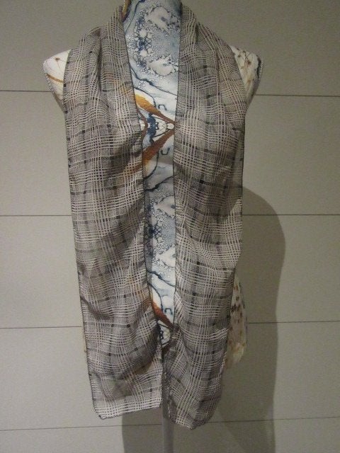 Dunne sjaal - zwart / wit geruit, Kleding | Dames, Ophalen of Verzenden, Zo goed als nieuw, Sjaal
