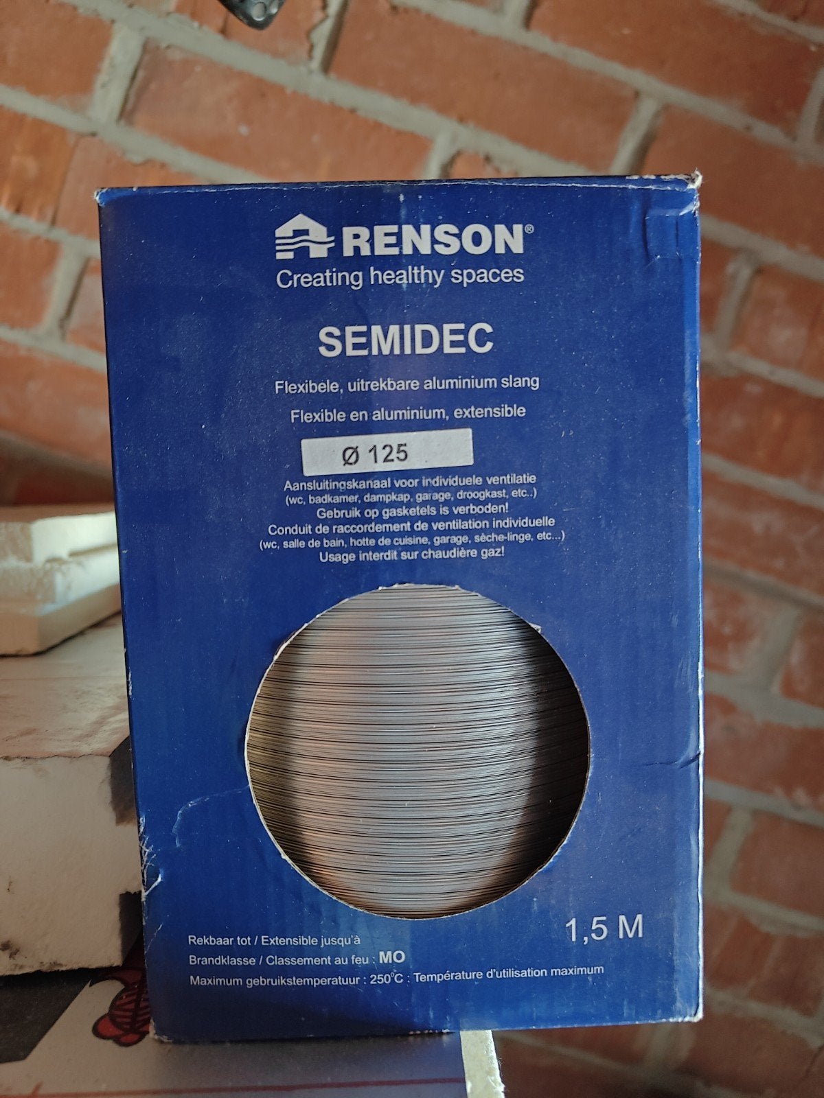 RENSON flexibele afvoerbuis 125mm dia 1,5m nieuw, Ophalen