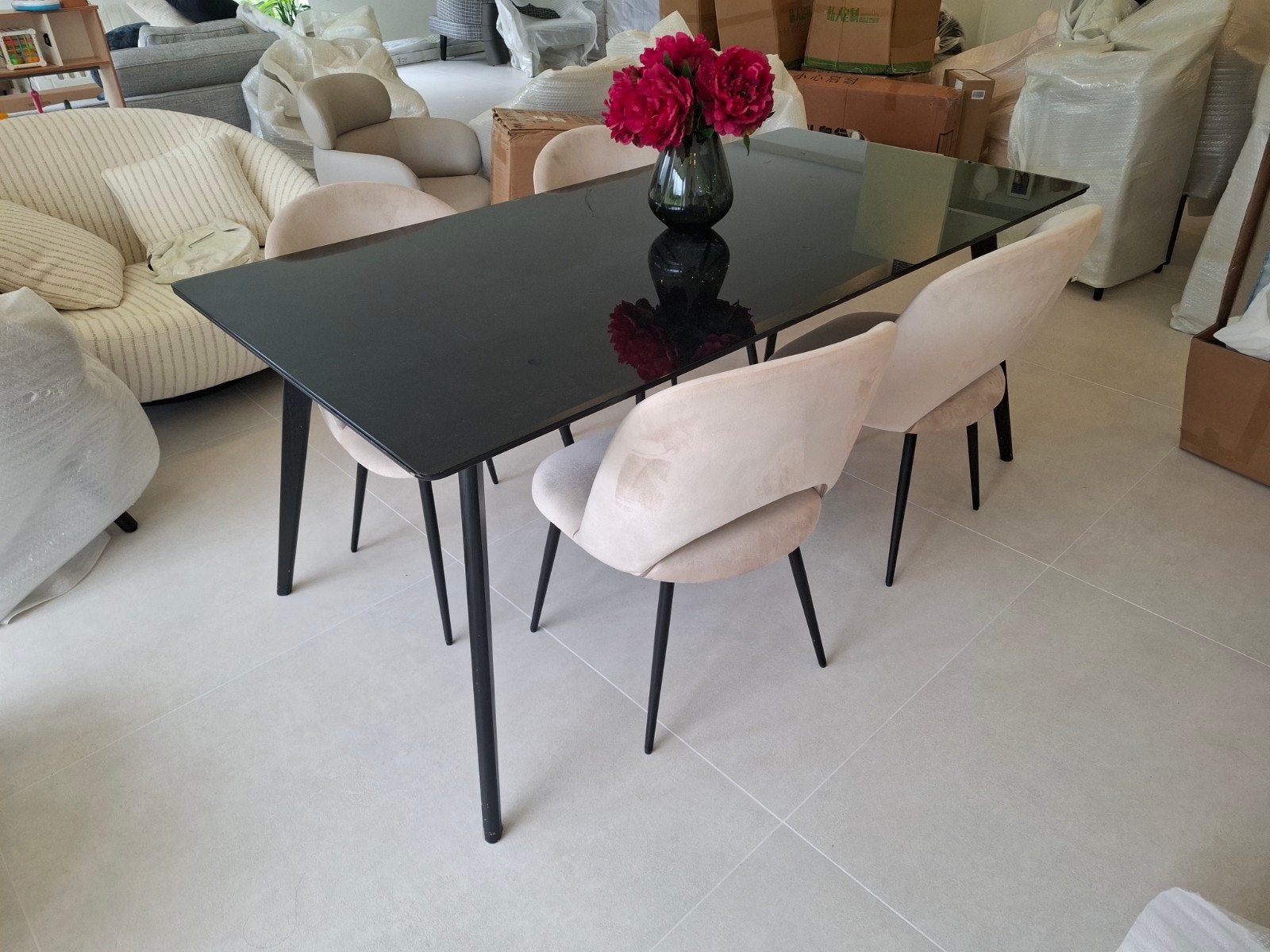 Tafel te koop met glazen top, Enlèvement