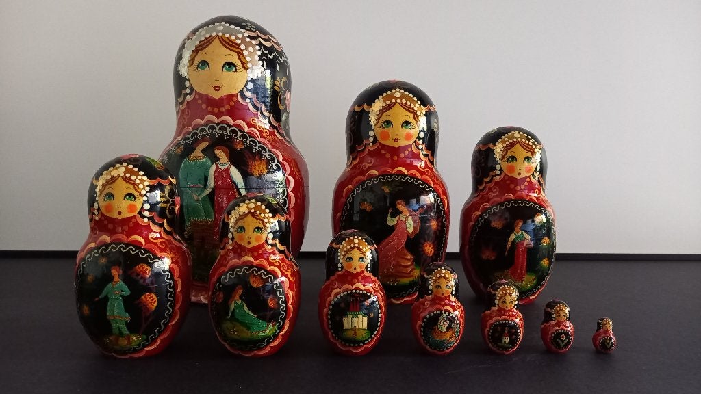 Sergiev Posad Matroesjka-pop 10-delig, Antiek en Kunst, Ophalen of Verzenden