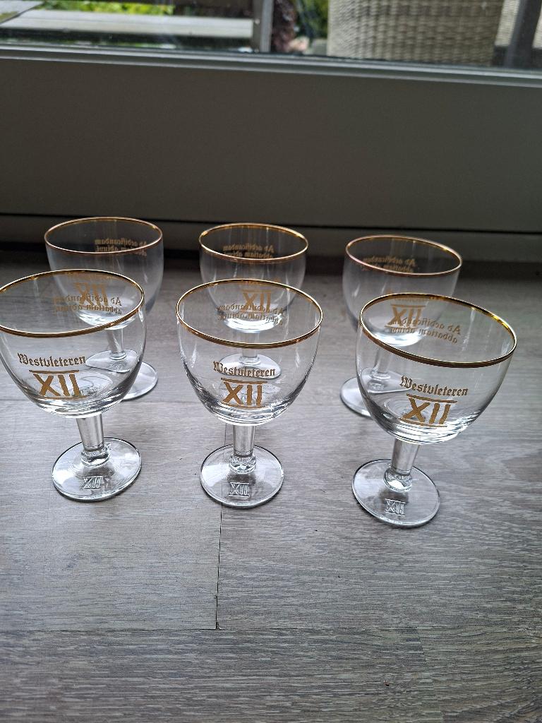 6 Glazen westvleteren, Verzamelen, Glas en Drinkglazen, Ophalen of Verzenden, Zo goed als nieuw, Bierglas