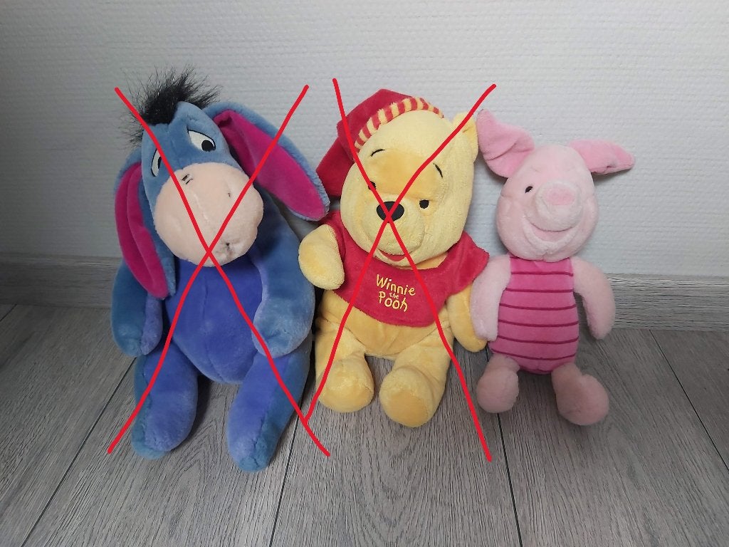 Jouet en peluche Winnie l'ourson - Porcinet - Bourriquet, Enlèvement ou Envoi, Comme neuf, Autres types
