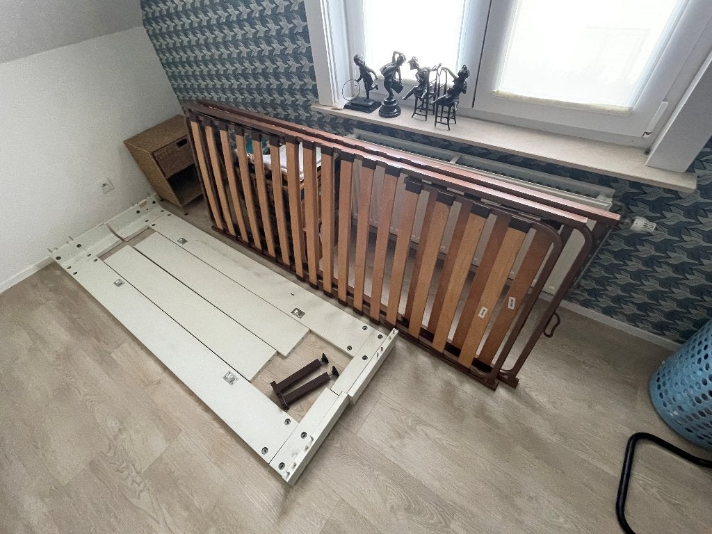 GRATIS 2 persoonsbed met verstelbare lattenbodem, Huis en Inrichting, Slaapkamer | Bedden, Ophalen, Wit, Tweepersoons, 180 cm