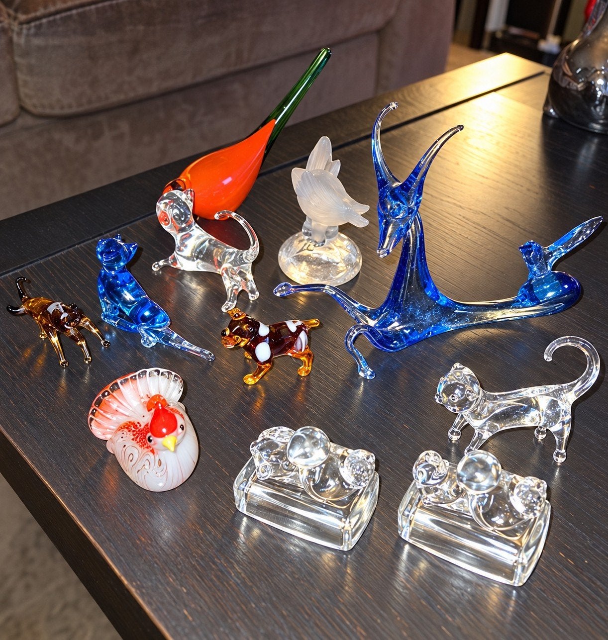 15 figurines d'animaux en verre, Enlèvement ou Envoi