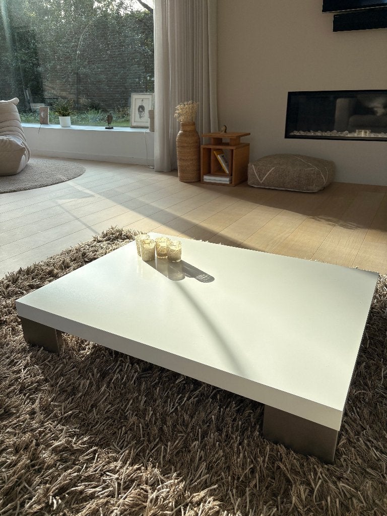 BoConcept salontafel - wit met metalen poten, Ophalen, Gebruikt, 50 tot 100 cm, Design