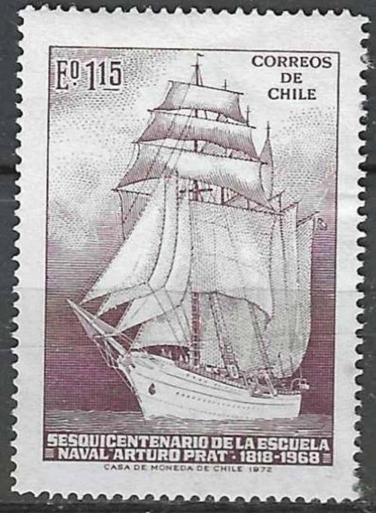 Chili 1972 - Yvert 387 - École maritime Arturo Prat (PF), Timbres & Monnaies, Timbres | Amérique, Non oblitéré, Envoi