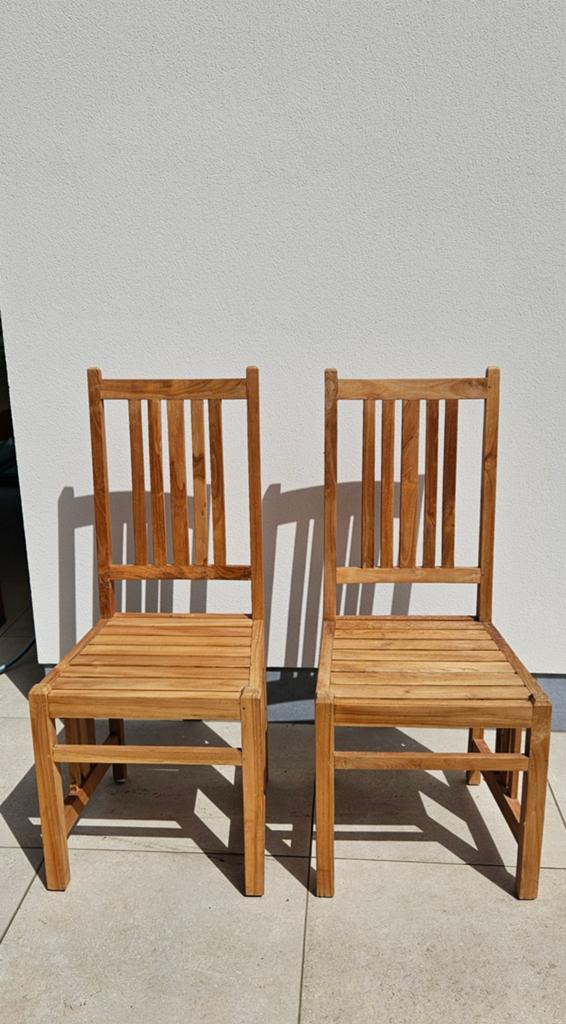 Nieuwe staat 5 massief teakhouten stoelen, Ophalen