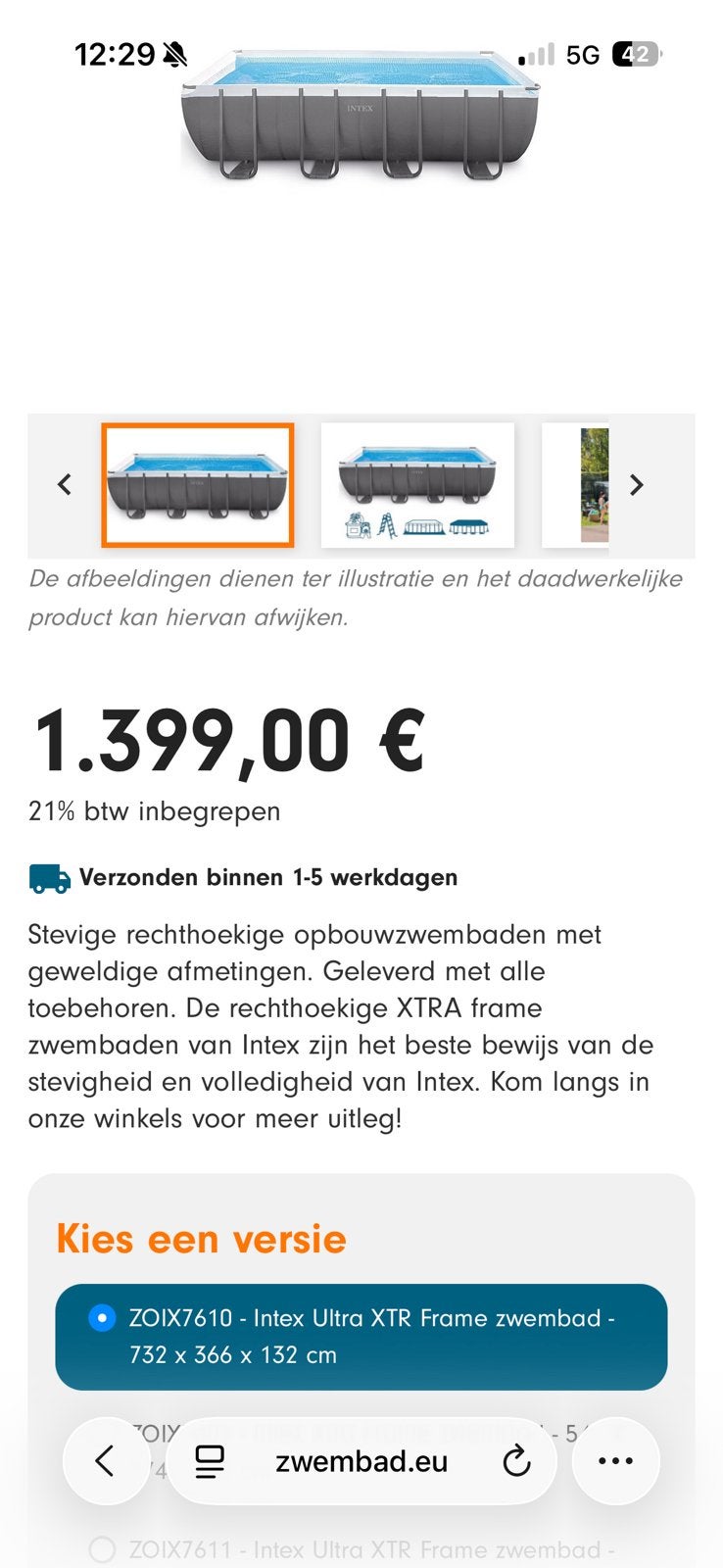 Opbouw zwembad intex xtra frame, 300 cm of meer, Zo goed als nieuw, Rechthoekig, Ophalen