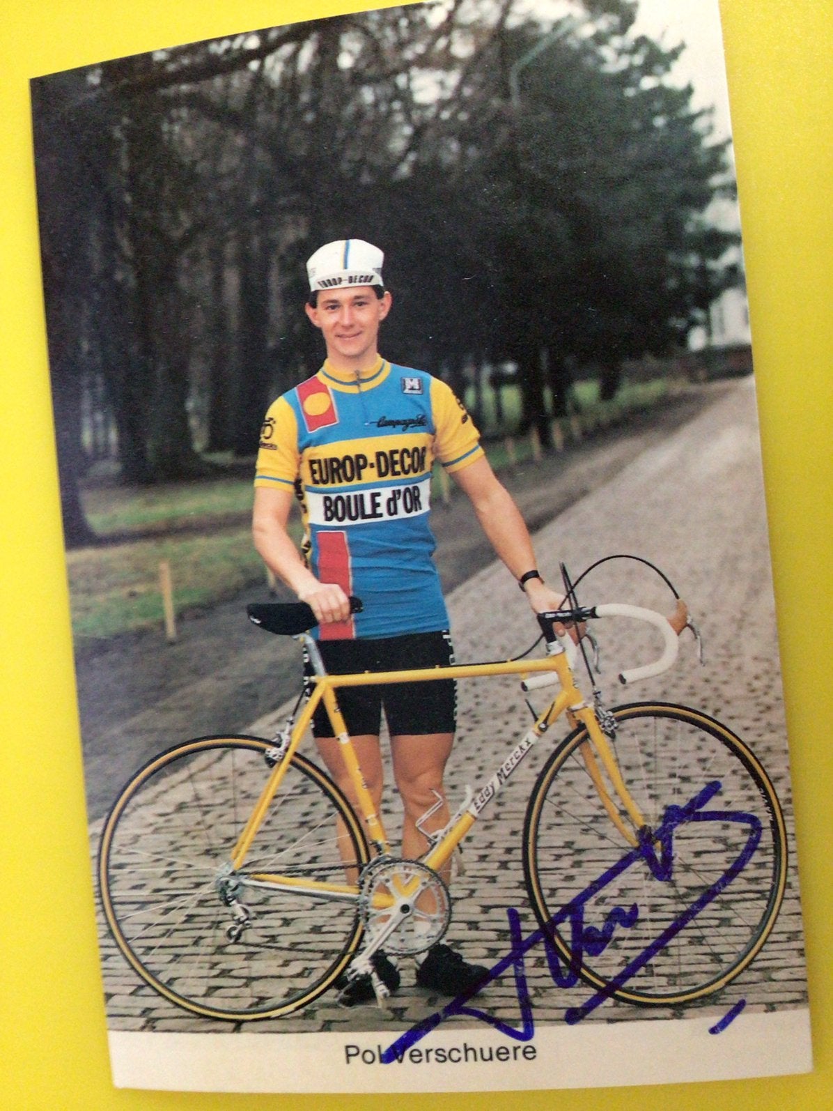 wielerkaart  team euro decor  pol verschuere  signe, Verzenden, Zo goed als nieuw