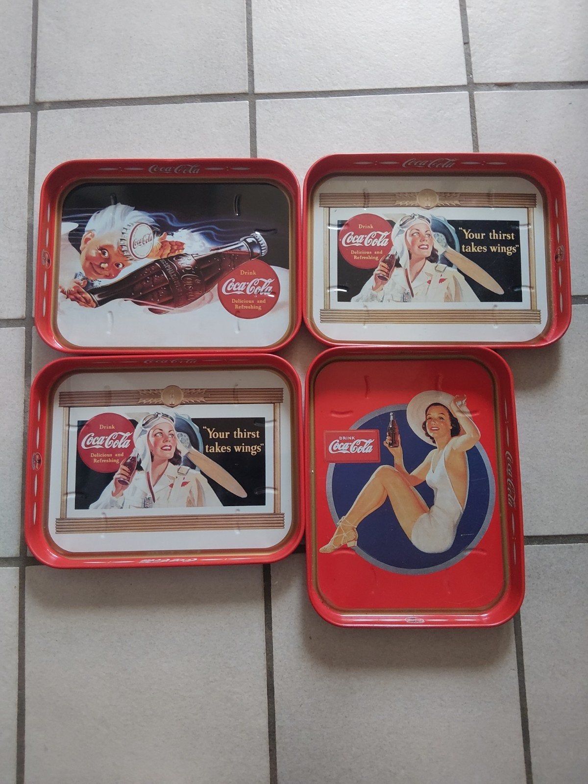 4 dienborden Coca-Cola, Verzamelen, Blikken, Ophalen of Verzenden