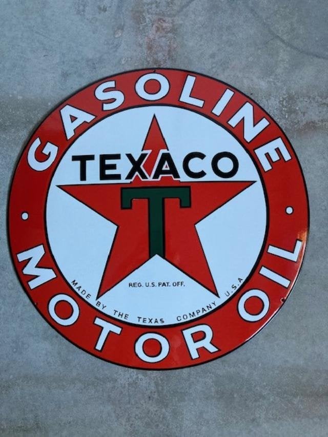 TEXACO 55cm real porcelain-enamel sign, Ophalen of Verzenden, Nieuw, Reclamebord