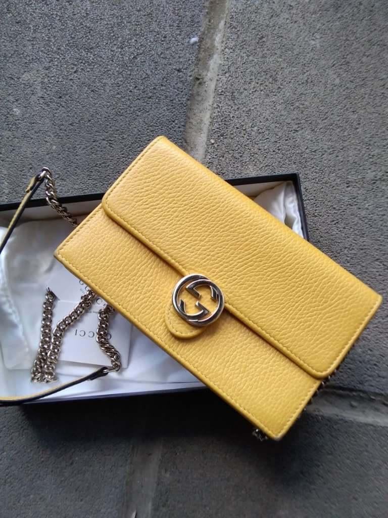 Portefeuille et sac à bandoulière Gucci Wallet on Chain, Envoi, Neuf, Jaune, Sac à main