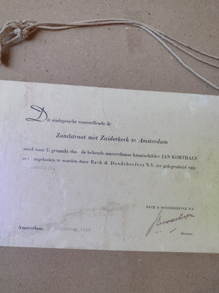 Korthals denk een aquarel stad gezicht, Antiek en Kunst, Achter glas, Ophalen of Verzenden, Stads- / dorpsgezicht, Klassiek