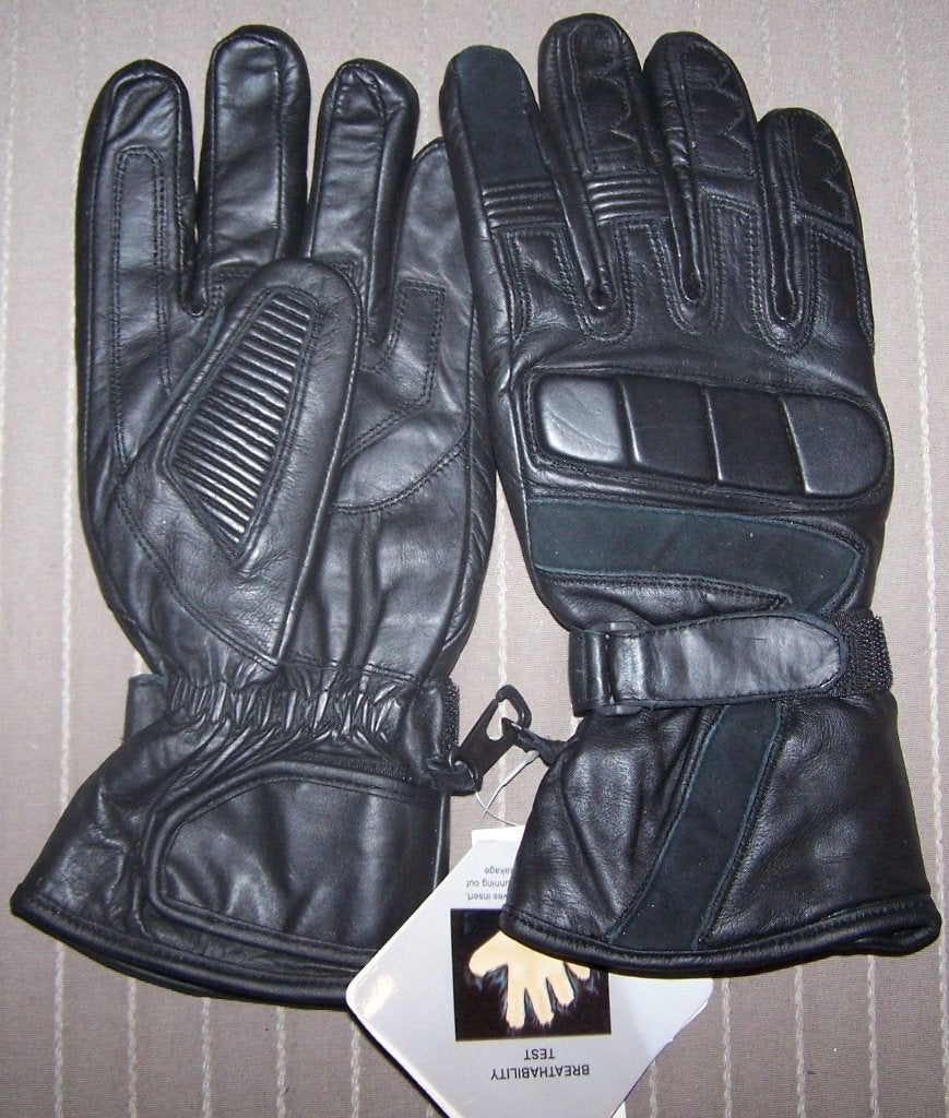 Zwart lederen motorhandschoenen-maat M, Motoren, Ophalen of Verzenden, Nieuw met kaartje, Handschoenen, Hipora