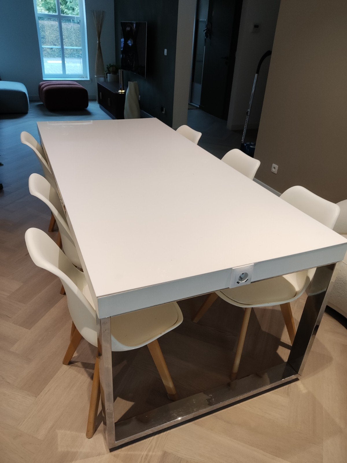 tafel/bureau + 6 stoelen, Ophalen, Overige houtsoorten, Gebruikt, 200 cm of meer