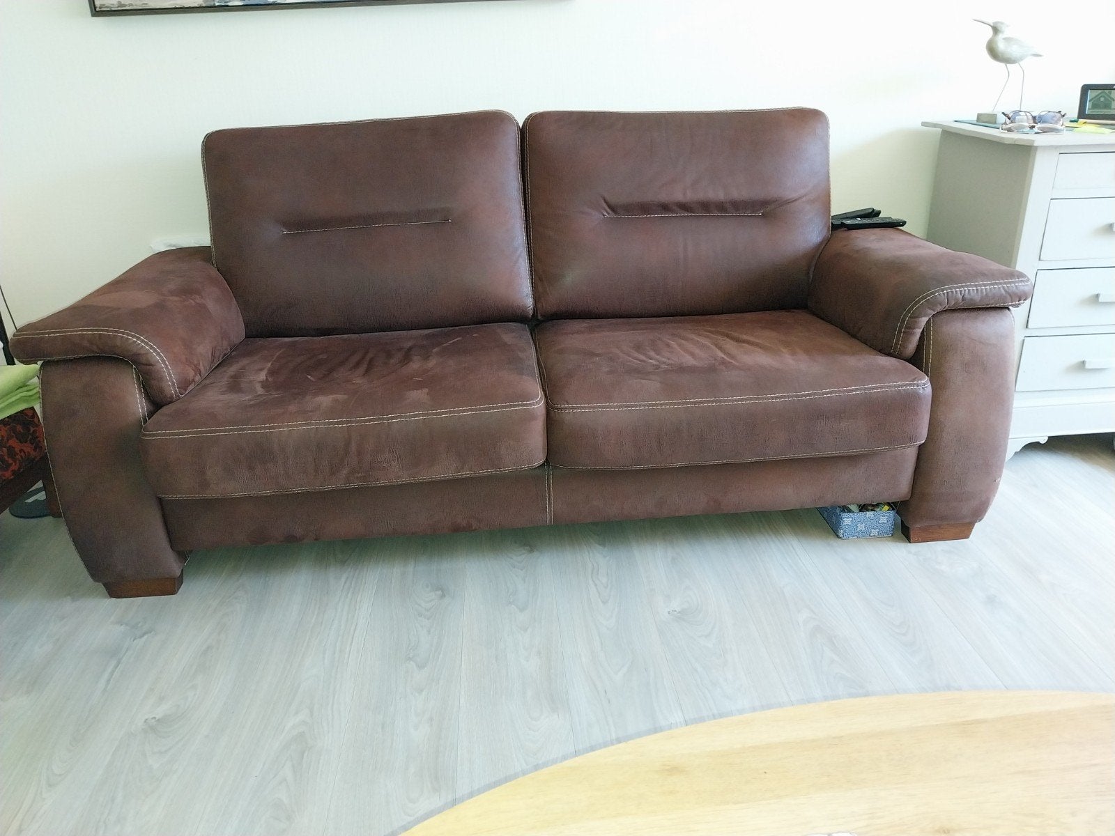degelijke nubuck sofa 2,5 zit, Ophalen, Gebruikt, 150 tot 200 cm, Tweepersoons