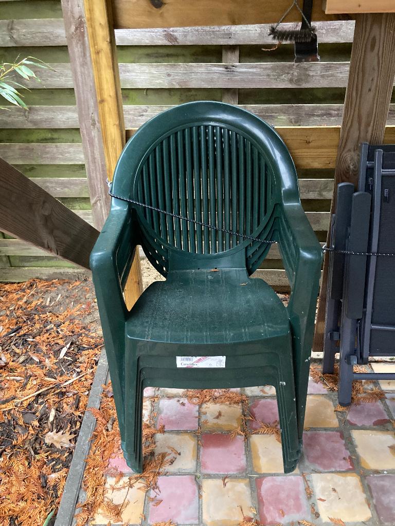 plastiek groen tuinstoelen, Jardin & Terrasse, Chaises de jardin, Enlèvement, Comme neuf, Synthétique, Empilable