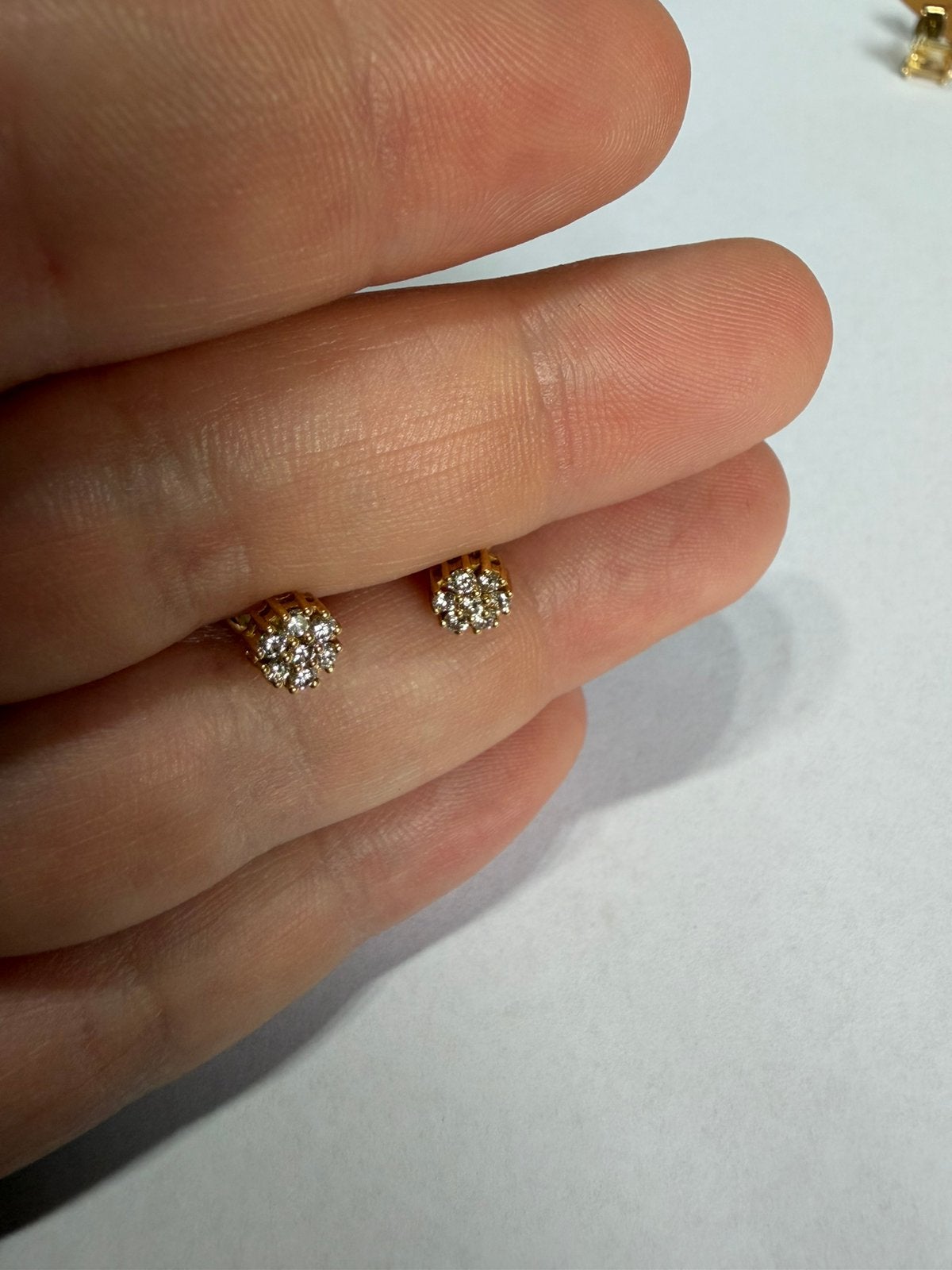 Boucles en or jaune 18 carats et diamants — 0,42 ct G/VVS1, Enlèvement ou Envoi, Blanc