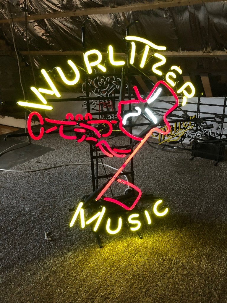prachtige neon "Wurlitzer music", Ophalen, Gebruikt, Lichtbak of (neon) lamp