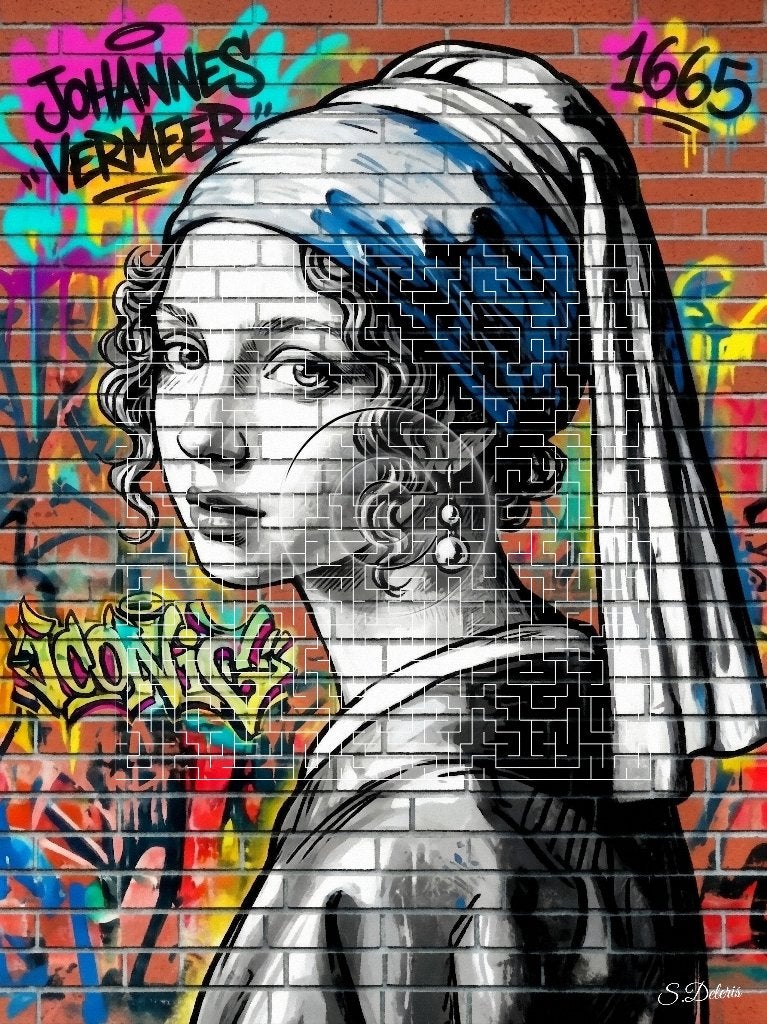 Vermeer Street Art Canvasframe/ (80x60 cm), Antiek en Kunst, Verzenden
