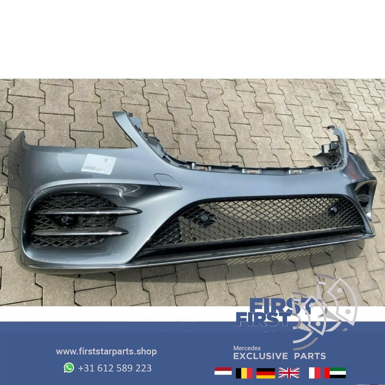 W222 AMG VOORBUMPER COMPLEET ZWART WIT GRIJS origineel Merce, Auto-onderdelen, Gebruikt, -, Voor, Ophalen of Verzenden