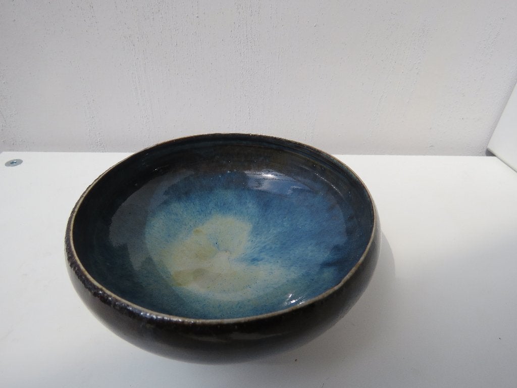 Plat en céramique à glaçure réactive bleue, Enlèvement ou Envoi