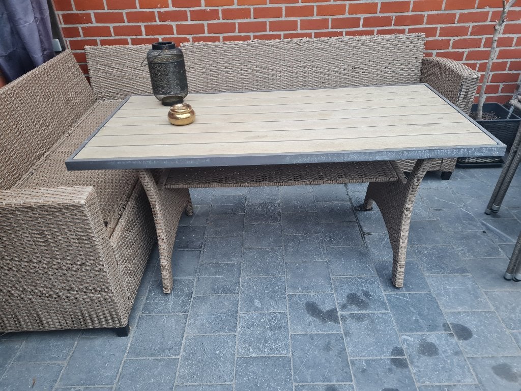 tuintafel + 1 loungezetel, Ophalen, Gebruikt, Wicker