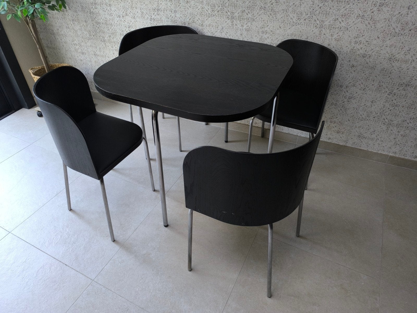 Ikea FUSION Eettafel + 4 Stoelen (Zwart) (Vintage 1999), Ophalen, Gebruikt, 50 tot 100 cm, 50 tot 100 cm