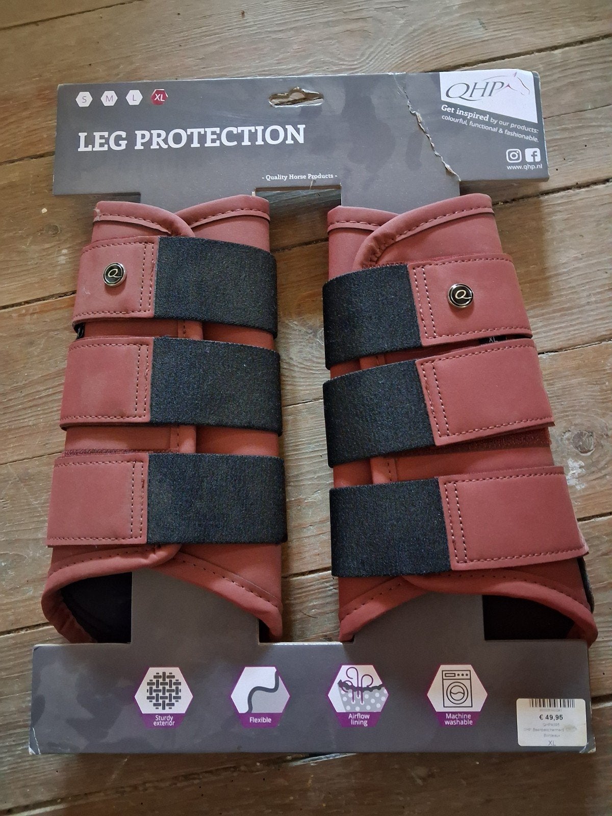 protège-jambes bordeaux XL, Guêtres, Équitation, Enlèvement ou Envoi, Fermeture velcro