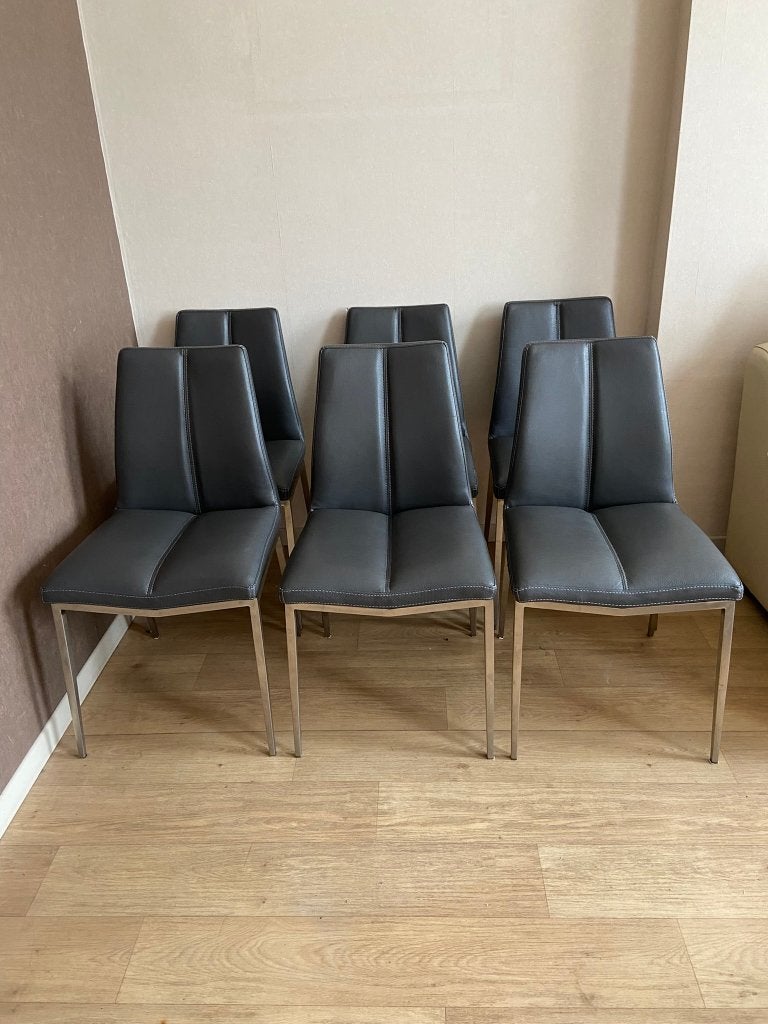 6 Belles chaises grises XOOON, Maison & Meubles, Gris, Comme neuf, Enlèvement, Moderne