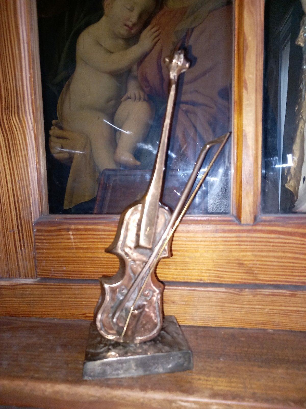 Yves Lohe beeld brons viool., Ophalen, Brons