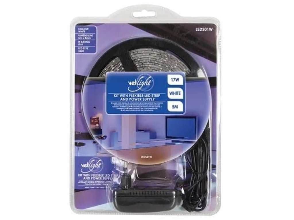 Velleman ledstrip 5 m wit met voeding - 300 leds - nieuw, Neuf, Autres marques, Enlèvement ou Envoi, Blanc
