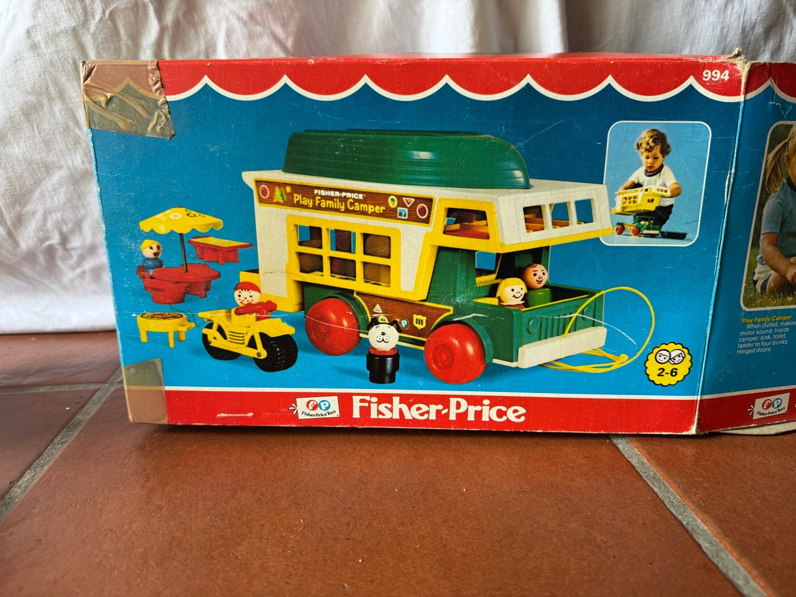 Fisher-Price Play Family Camper 994 (1972) • Met Doos, Kinderen en Baby's, Ophalen, Gebruikt, Duw- of Trekspeelgoed, Met geluid