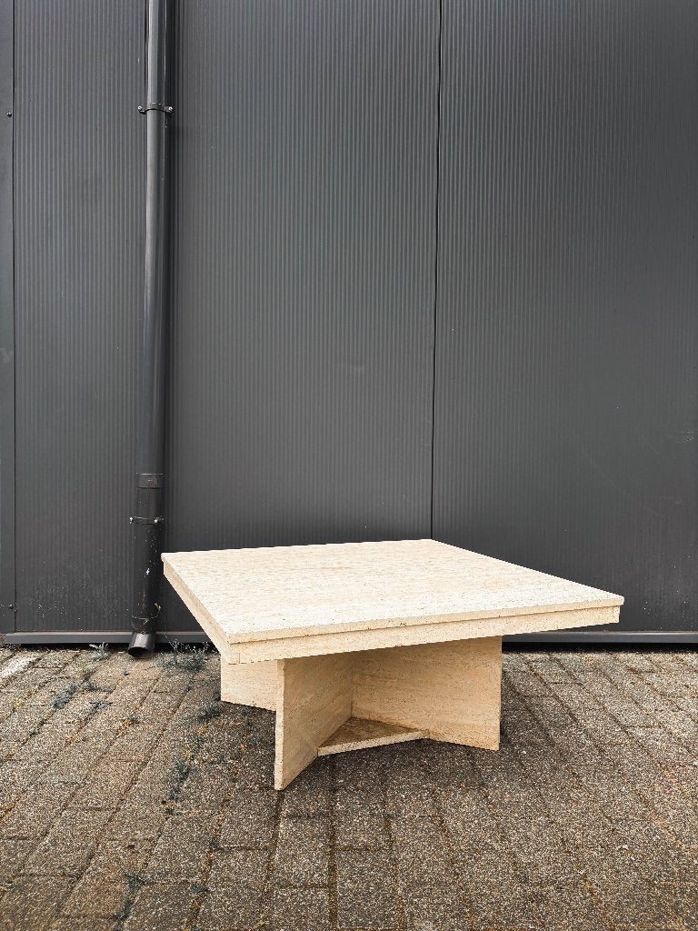 Vintage travertin salontafel - 90x90cm, Enlèvement