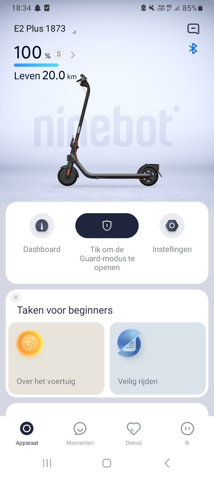 Segway Ninebot E2 Plus – Slechts 123 km, Fietsen en Brommers, Steps, Zo goed als nieuw, Elektrische step (E-scooter), Ophalen