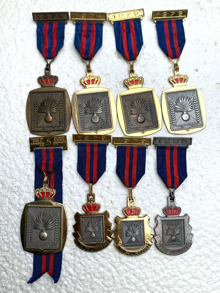 Medailles, LOT 8x Rijkswacht medailles van 1973 tot 1980, Ophalen of Verzenden, Rijkswacht, Lintje, Medaille of Wings