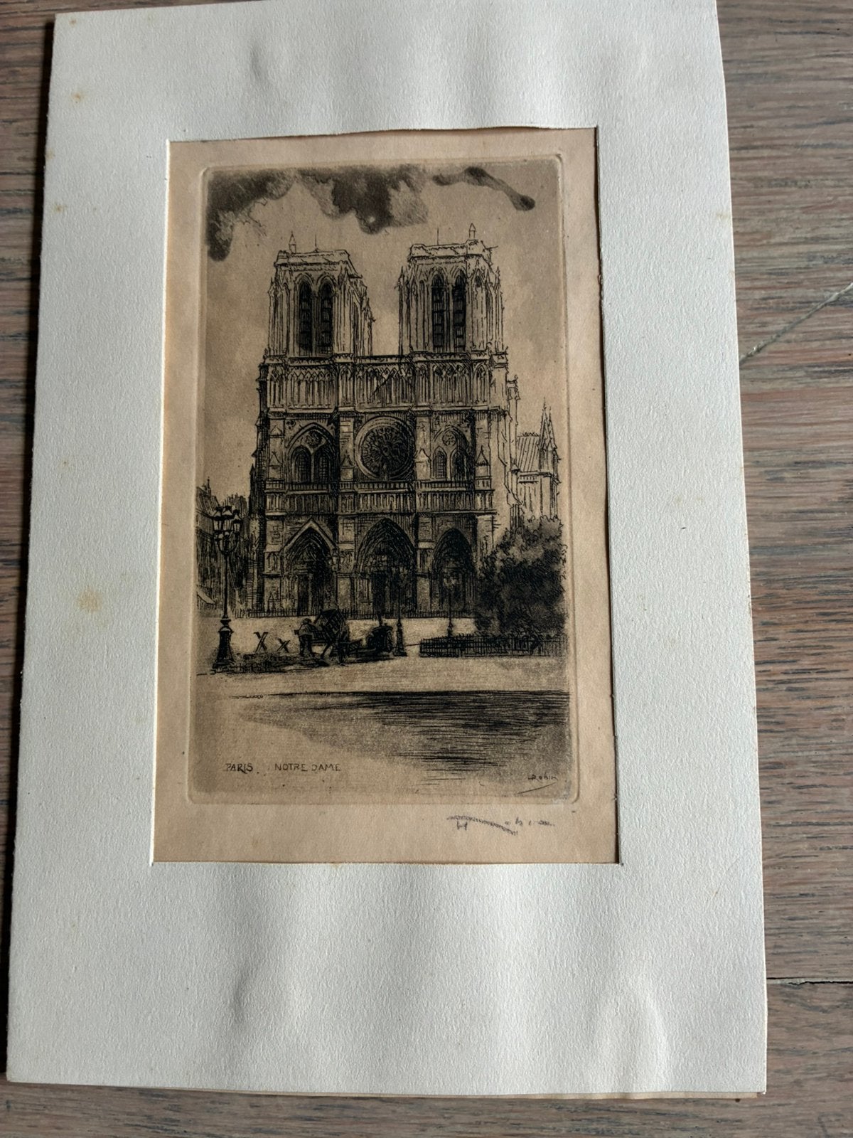 Ets Paris Notre dame, Antiek en Kunst, Verzenden, Ets, Gesigneerd
