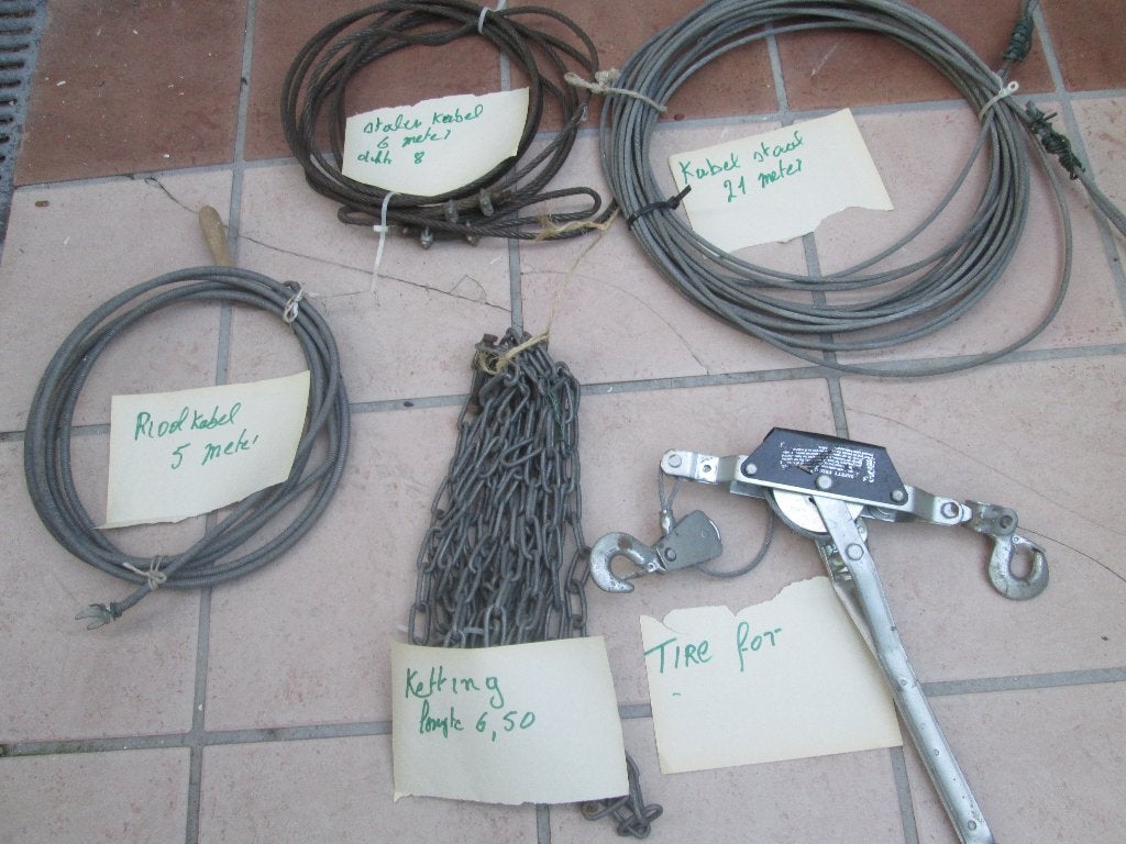 lot stalen trekkabels x 1 tirefor 1 rioolkabel 1 ketting, Ophalen, Gebruikt, Overige typen