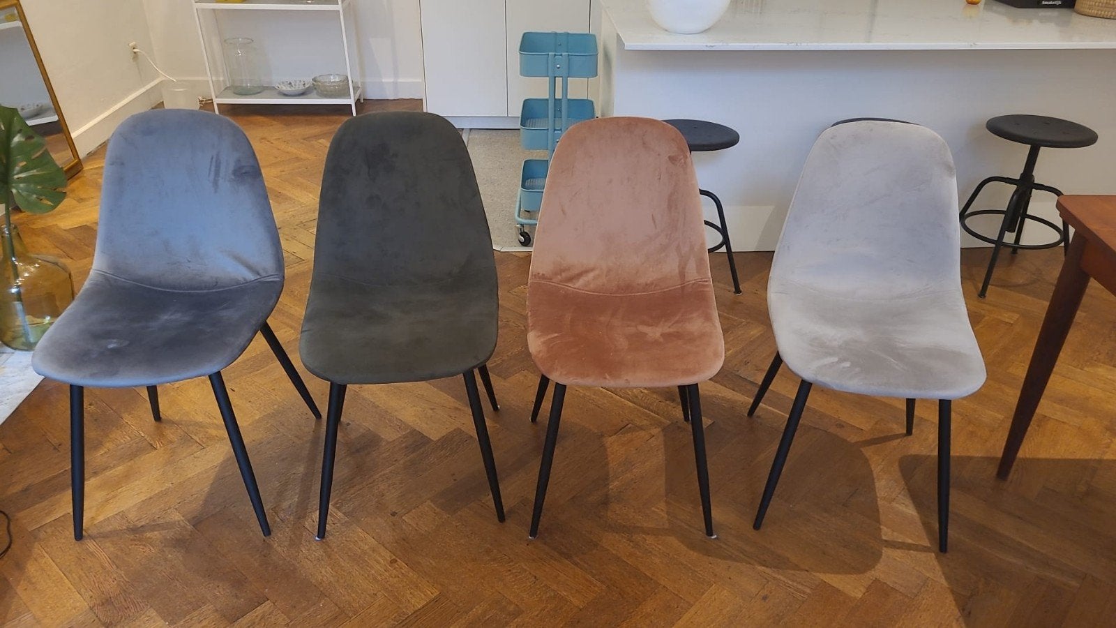 Velvet stoelen, Huis en Inrichting, Ophalen, Vier